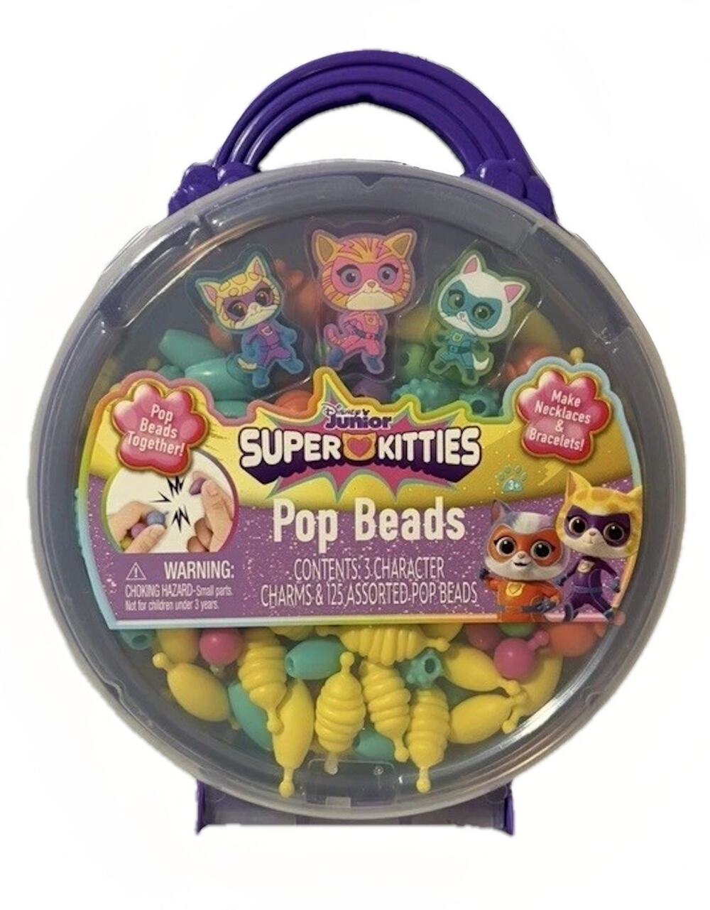 Disney Junior Super Kitties Pop Beads Kids Craft Kit Carry Case Jewelry Kit 3+